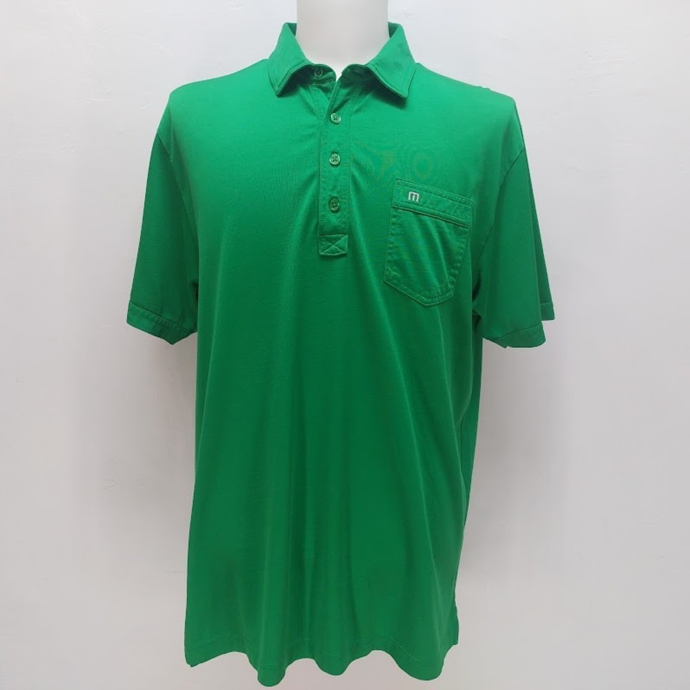 TravisMathew Polo Shirt Men's Golf Activewear XL Green Pima Cotton Blend Pocket